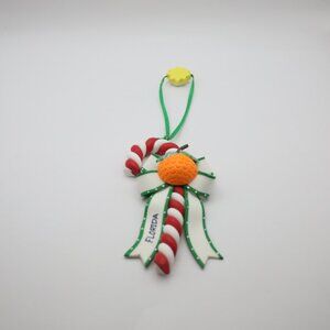 Santa's Pen Clay Dough Candy Cane Ornament Florida (Orange and Sunshine)
